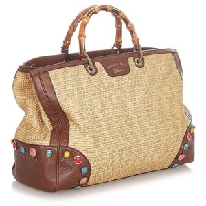 Gucci Brown and Tan Tote with Bamboo Handles